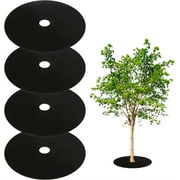 16.5 Inch Non-Woven Tree Mulch Ring,Bexikou 4 Pack Weed Barrier Mat,Plant Protector Mat,Reusable Plant Pot Soil Cover for Weed Control Root Protection(Black)